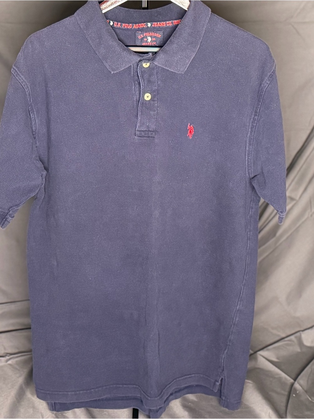 Vintage 90’s U.S. Polo Assn. Navy Polo with Red Player Logo